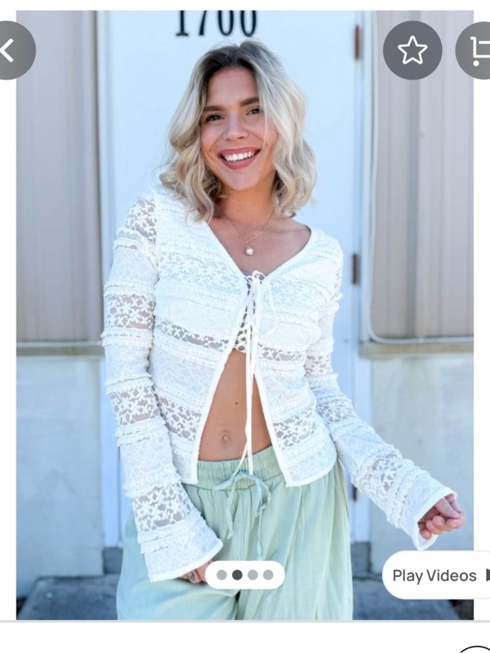 white birch Ivory Lace Tie-Front Cardigan